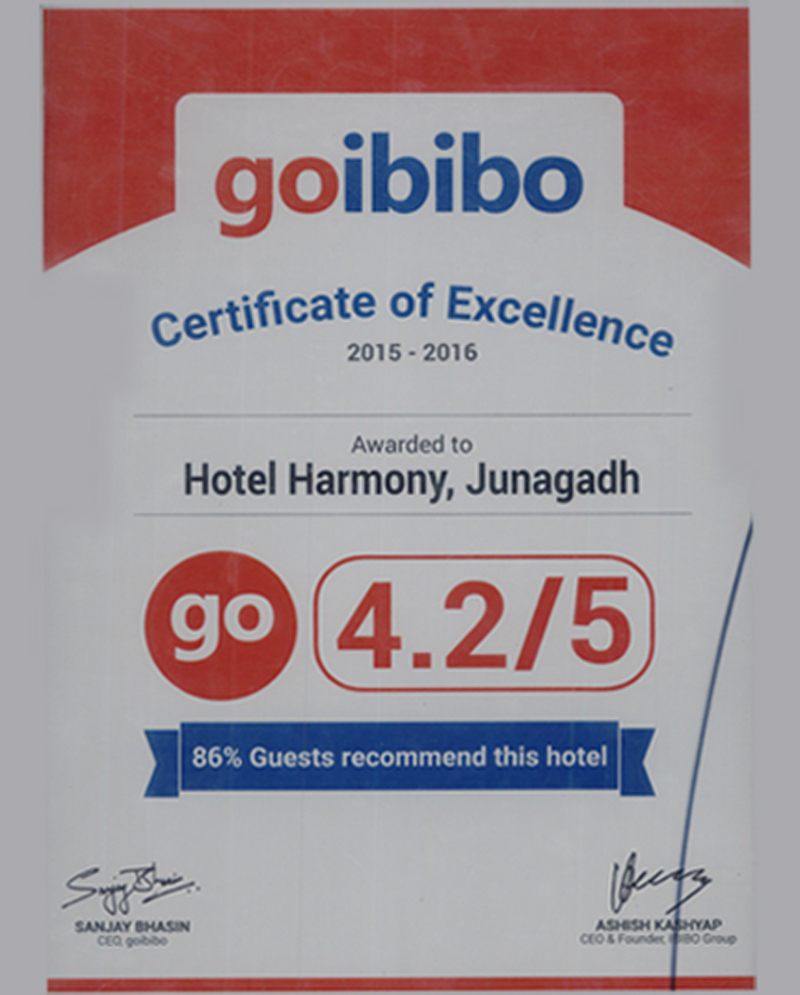 harmony hotel - home page certificate 3